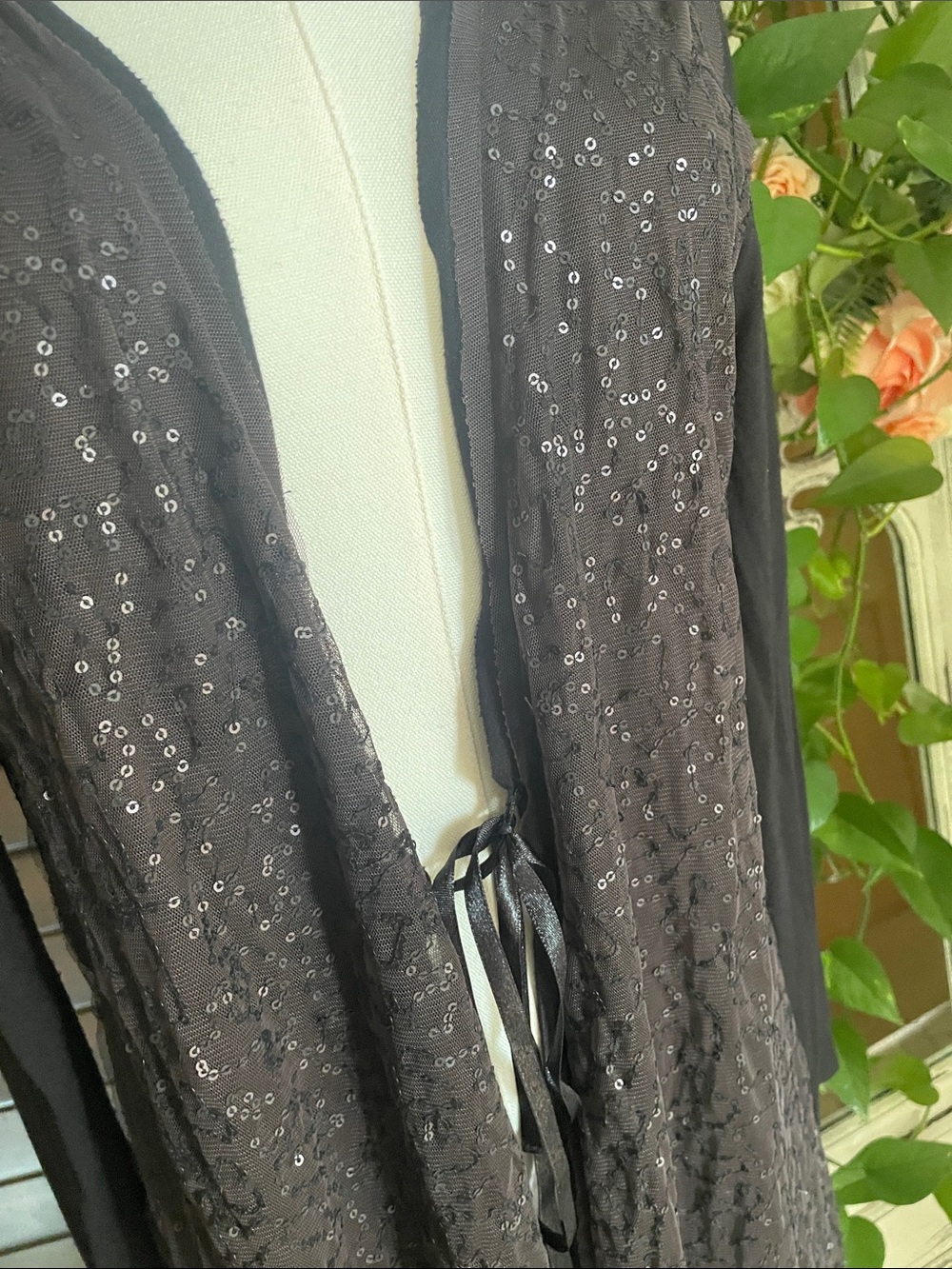 Chan Luu Made in India Sequin Mixed Media Duster Deep Purple Brown Large - Picture 8 of 13
